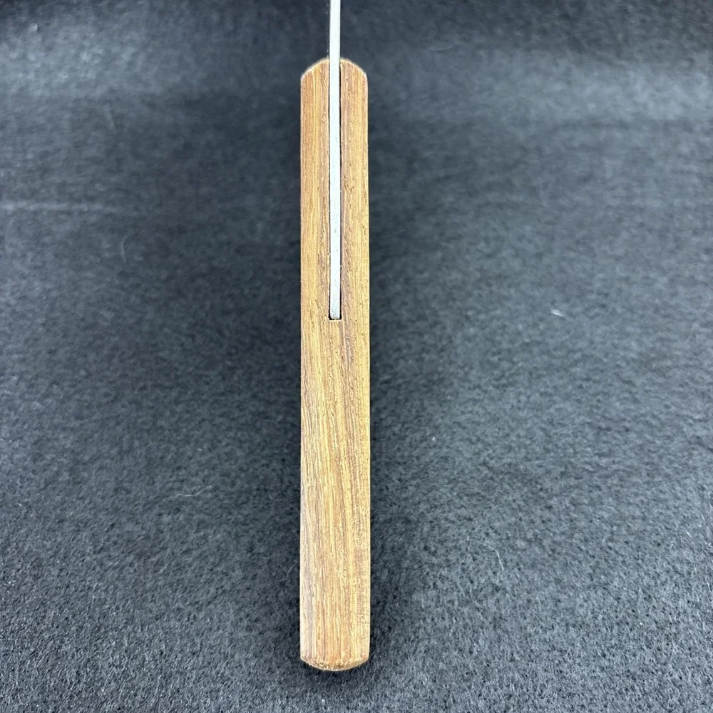 Vintage NO AD Barretts Japan Slotted Stainless Serving Spoon Wood Handle 10